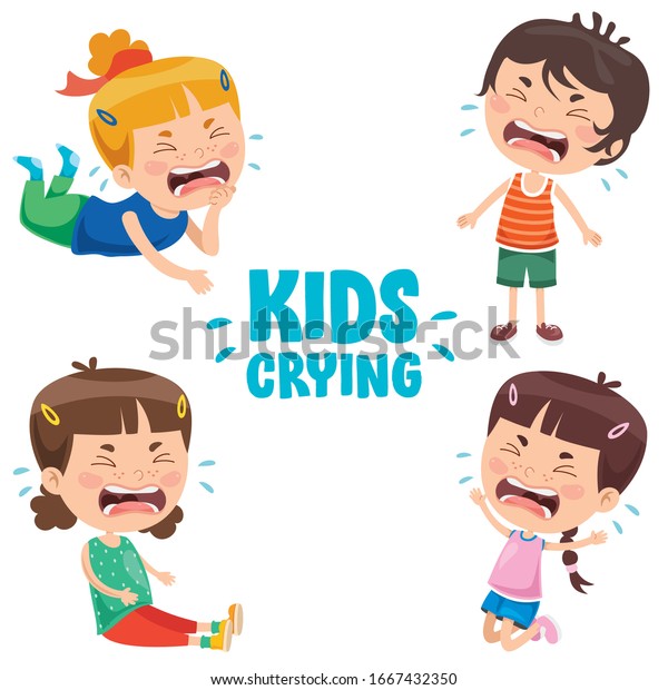 Cute Little Children Crying Stock Vector (Royalty Free) 1667432350 ...