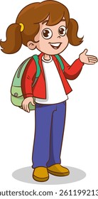 cute little children standing talking vector illustration