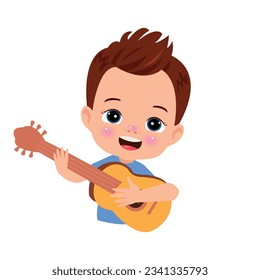 cute little childrenl playing guitar