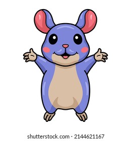 Cute little chinchilla cartoon raising hands