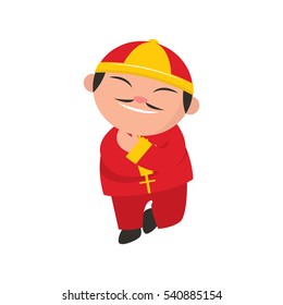 Cute little chinese boy character set
