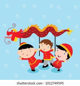 Cute little Chinese children cartoon illustration