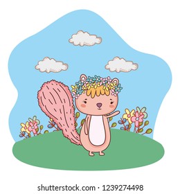 cute little chipmunk in the field