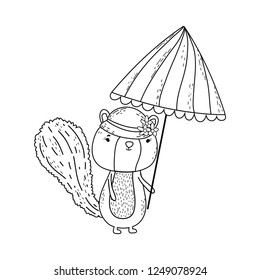 cute little chipmunk with umbrella