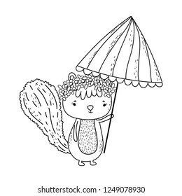 cute little chipmunk with umbrella