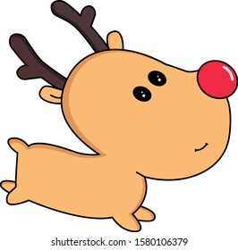 cute little chrismas deer with red nose