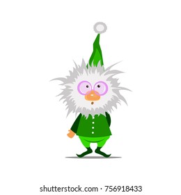 Cute little Christmas elf vector illustration.  Cute gnome.Vector flat christmas santa claus elf character. Elf Christmas.Santa helper