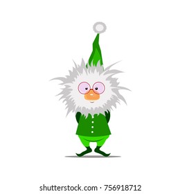 Cute little Christmas elf vector illustration.  Cute gnome.Vector flat christmas santa claus elf character. Elf Christmas. Santa helper.