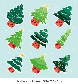 Cute Little Christmas Trees Sticker