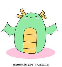 Cute little chubby green dragon