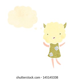 cute little cloud head monster retro cartoon