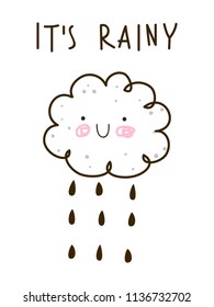 Cute little cloud with rain