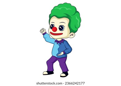 Cute Little Clown Character Design Illustration