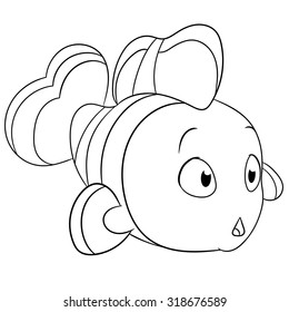 cute little clown fish is wondering