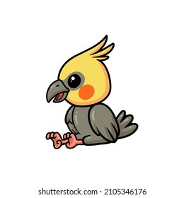 Cute little cockatoo cartoon sitting