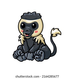 Cute little colobus monkey cartoon sitting