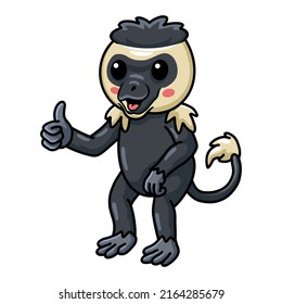 Cute little colobus monkey cartoon giving thumb up