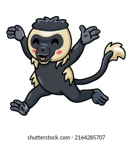 Cute little colobus monkey cartoon running