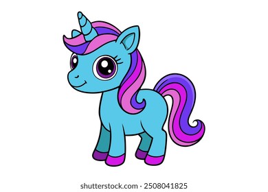 Cute little color unicorn vector