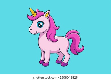 Cute little color unicorn vector