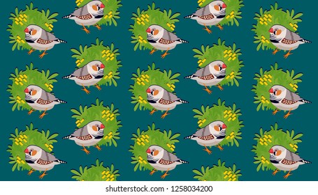Cute little colorful birds, background, bird vector, abstract plants, vector illustration, birds vector.