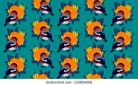 Cute little colorful birds, background, bird vector, abstract plants, vector illustration, birds vector.