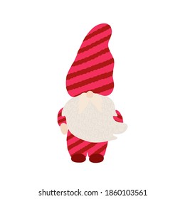 Cute little colorful gnome Christmas fancy creature simple cartoon vector illustration, flat design for winter holidays greeting cards, invitations, banners, Santa Claus fairy tale helper