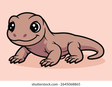 cute little commode with big eyes running and smiling happy