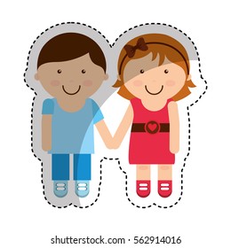 cute little couple character vector illustration design