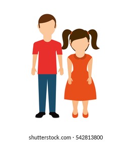 cute little couple characters vector illustration design