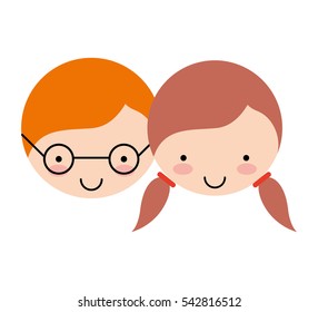 cute little couple characters vector illustration design