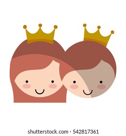 cute little couple characters vector illustration design