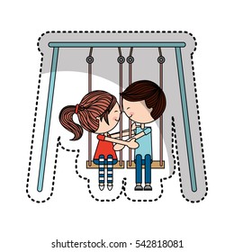 cute little couple characters vector illustration design