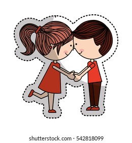 cute little couple characters vector illustration design