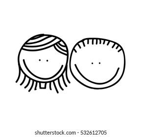 cute little couple isolated icon vector illustration design