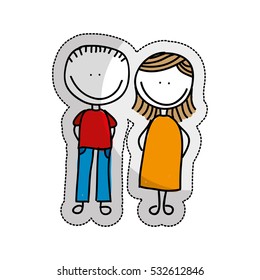 cute little couple isolated icon vector illustration design