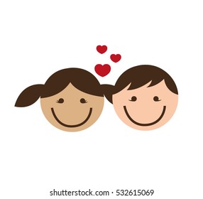 cute little couple isolated icon vector illustration design