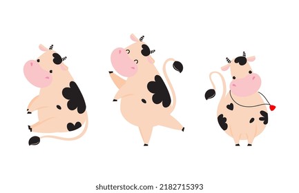 Calf de vaca pequeña con conjunto de vectores de punzonado y baile