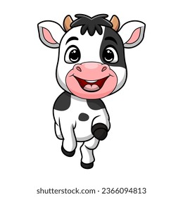 Cute little cow cartoon on white background