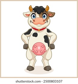 Cute little cow cartoon standing