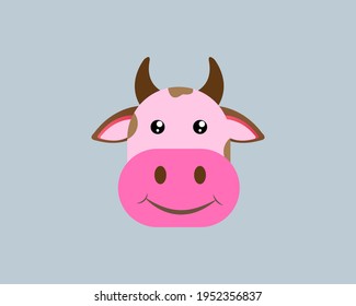 cute and little cow head character. Vector illustration