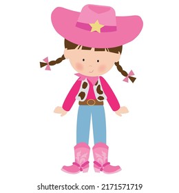 Cute Little Cowgirl Vector Cartoon Illustration Stock Vector (Royalty ...