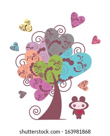 cute little creature next to the tree of hearts