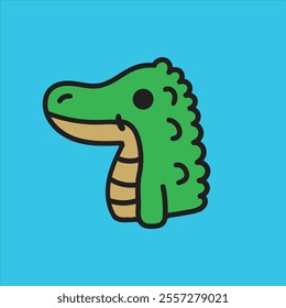 Cute little crocodile with blue background