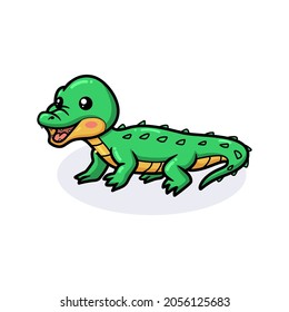 Cute little crocodile cartoon posing