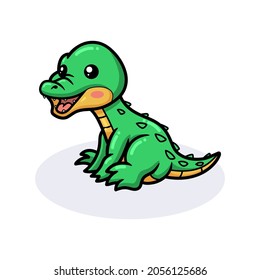 Cute little crocodile cartoon sitting