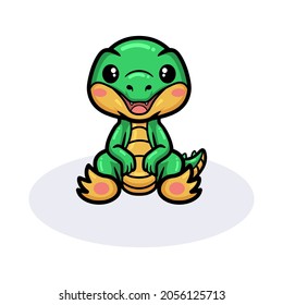 Cute little crocodile cartoon sitting