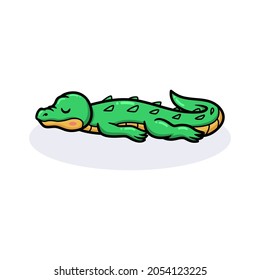 Cute little crocodile cartoon sleeping