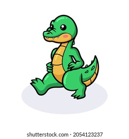 Cute little crocodile cartoon standing