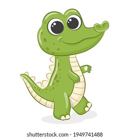 Cute little crocodile. Cartoon vector illustration.